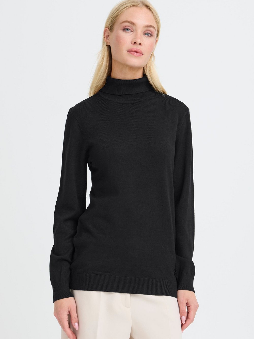 OXMO Rollkragenpullover Damen Viskose schwarz, XL