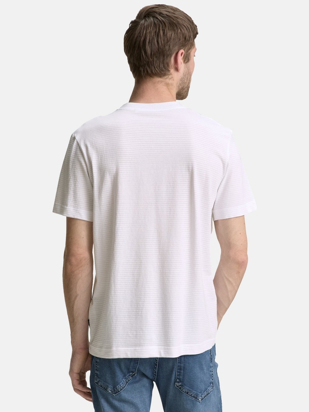 Tom Tailor T-Shirt Herren Baumwolle weiß gestreift, L