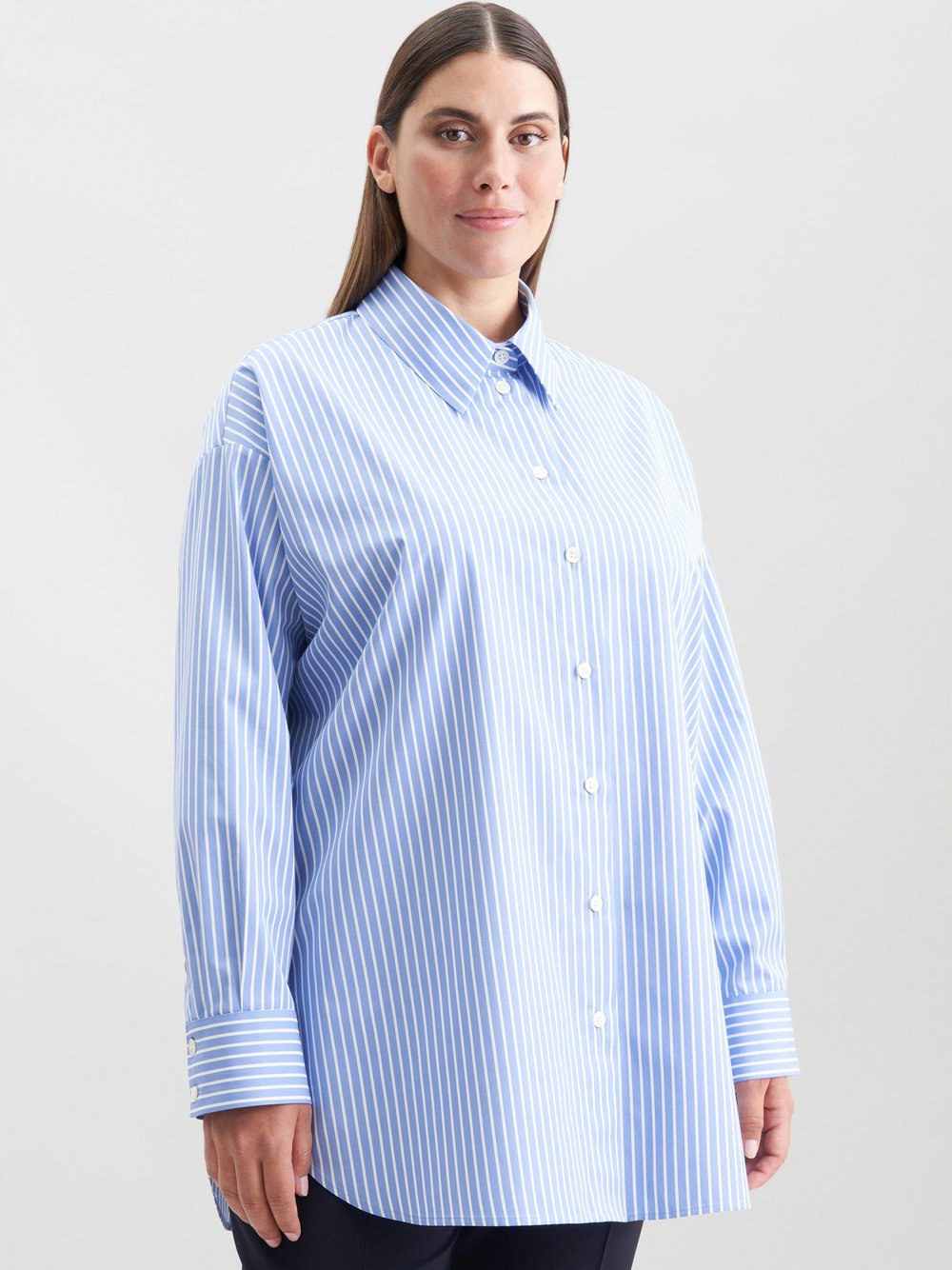 Thumbnail - Seidensticker Hemdbluse Damen Baumwolle blau gestreift, 48