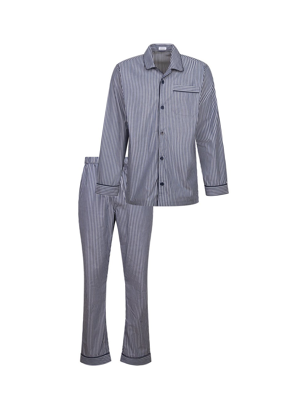 Seidensticker Pyjama Herren Baumwolle blau kariert, 54