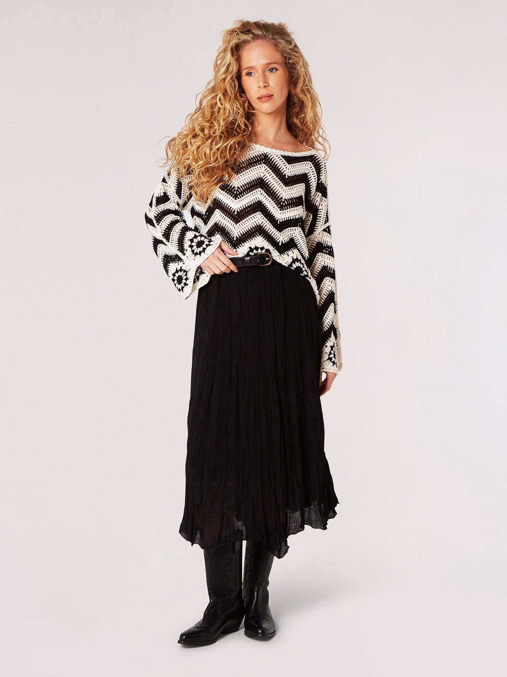 Thumbnail - Apricot Pullover Damen Baumwolle schwarz gestreift, 38-40