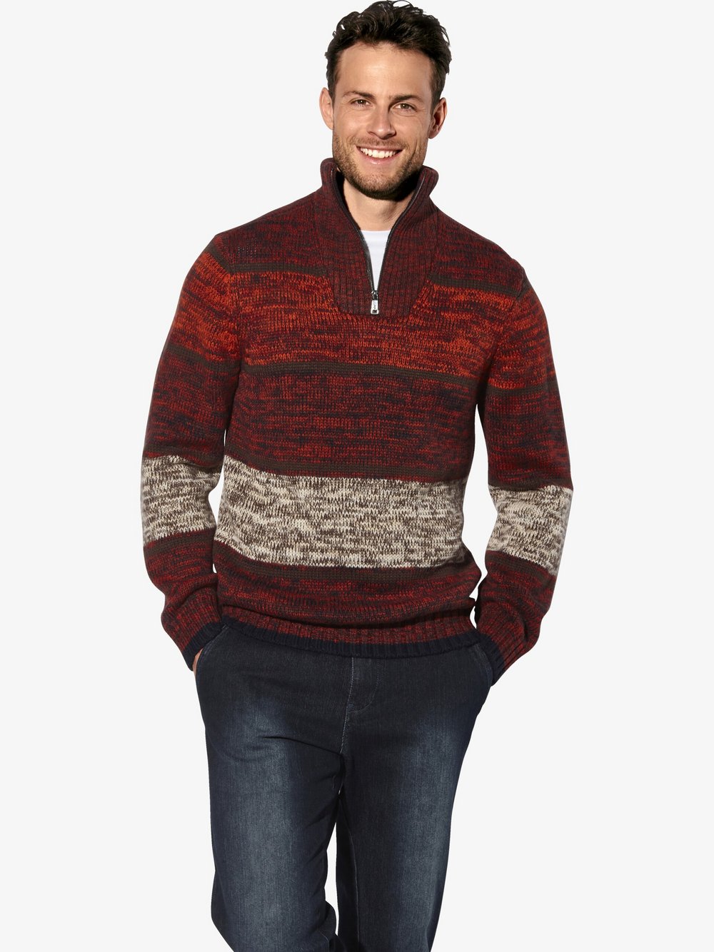 Thumbnail - BABISTA Pullover Herren rot gestreift, XXL