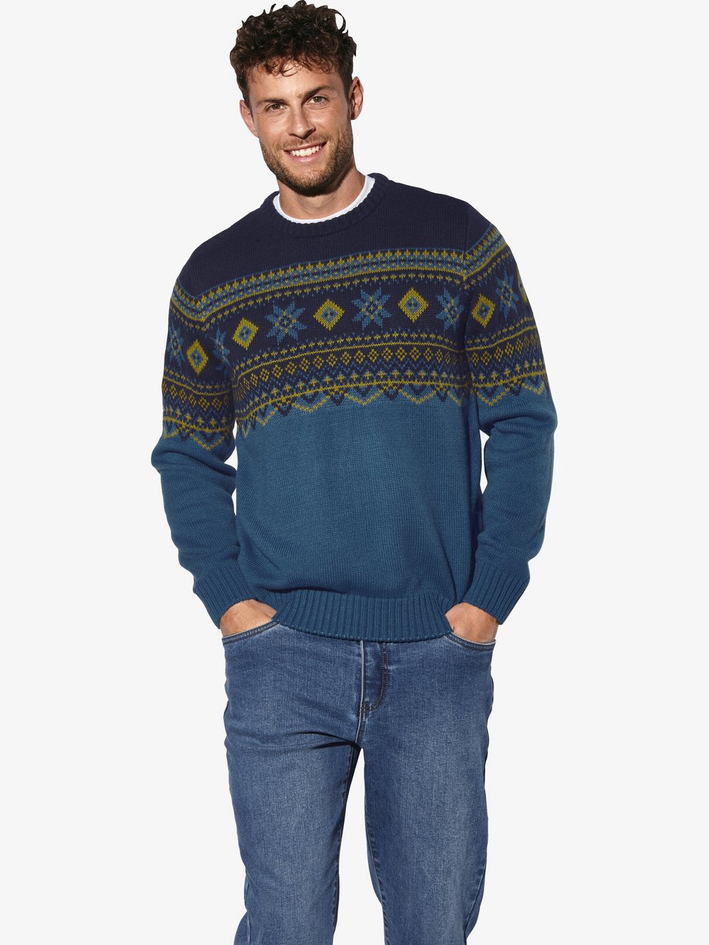 Thumbnail - BABISTA Pullover Herren blau gemustert, L