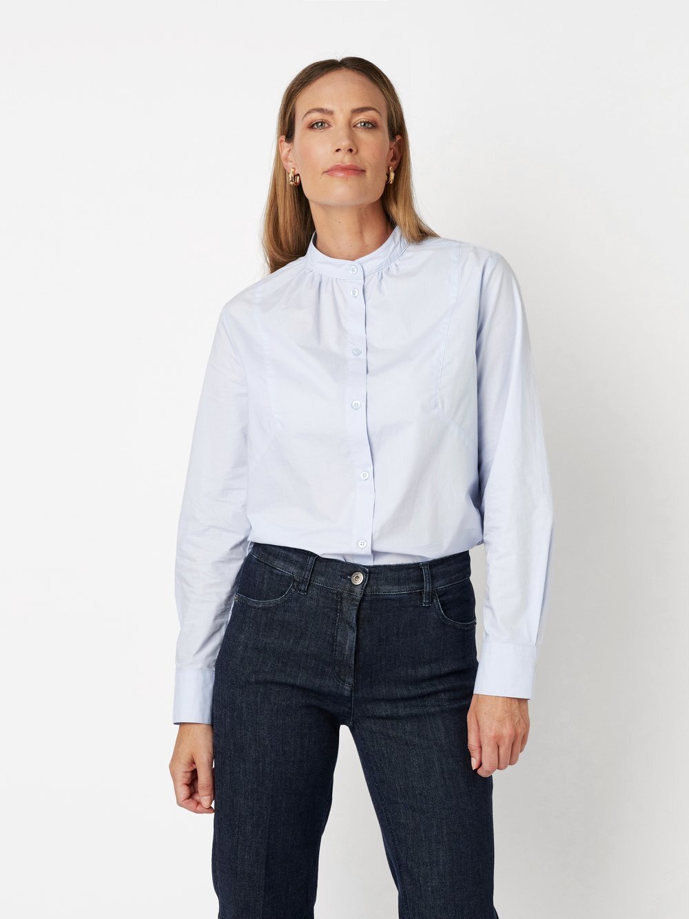 Thumbnail - TONI Bluse Damen Baumwolle blau, 46