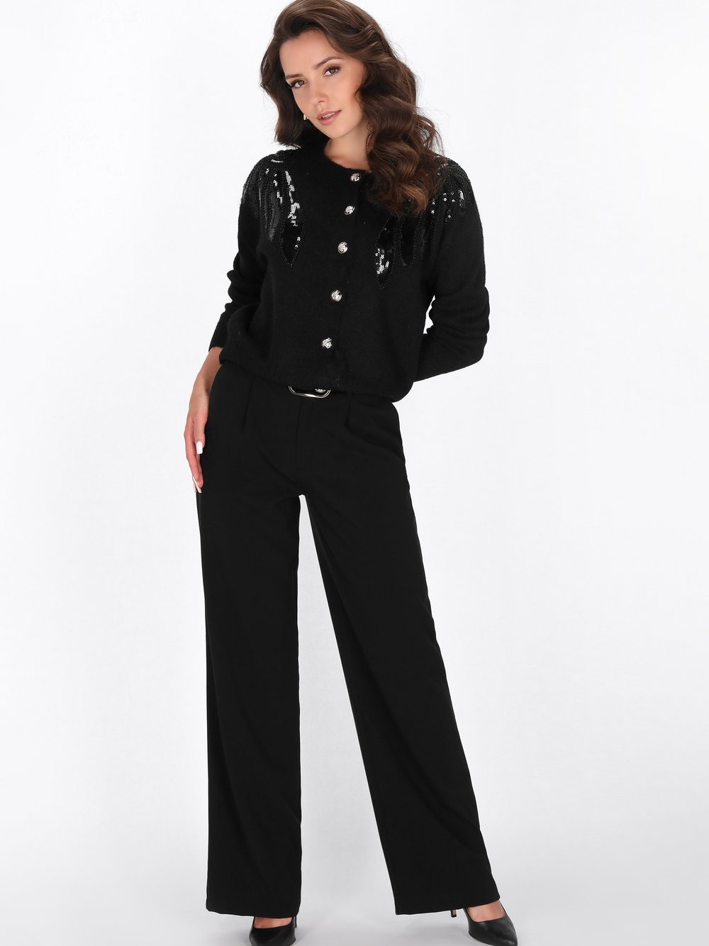 Faina Strickjacke Damen schwarz, M/L