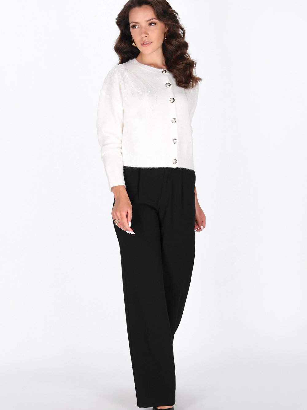 Faina Strickjacke Damen weiß, M/L