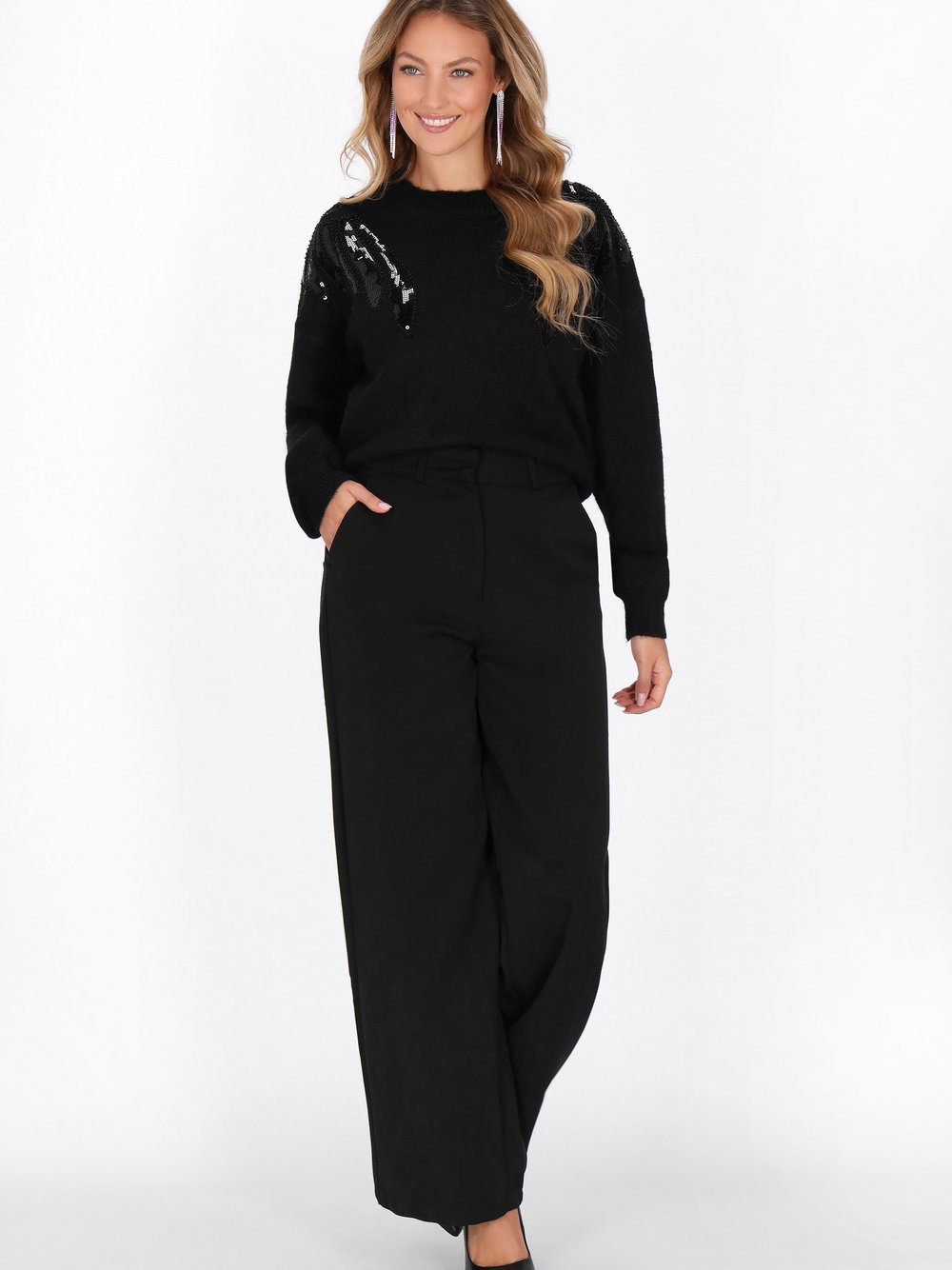 Faina Pullover Damen schwarz, XL/XXL