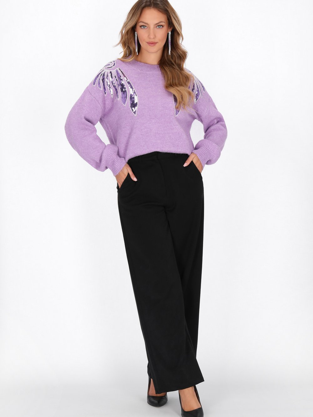 Faina Pullover Damen lila, XL/XXL