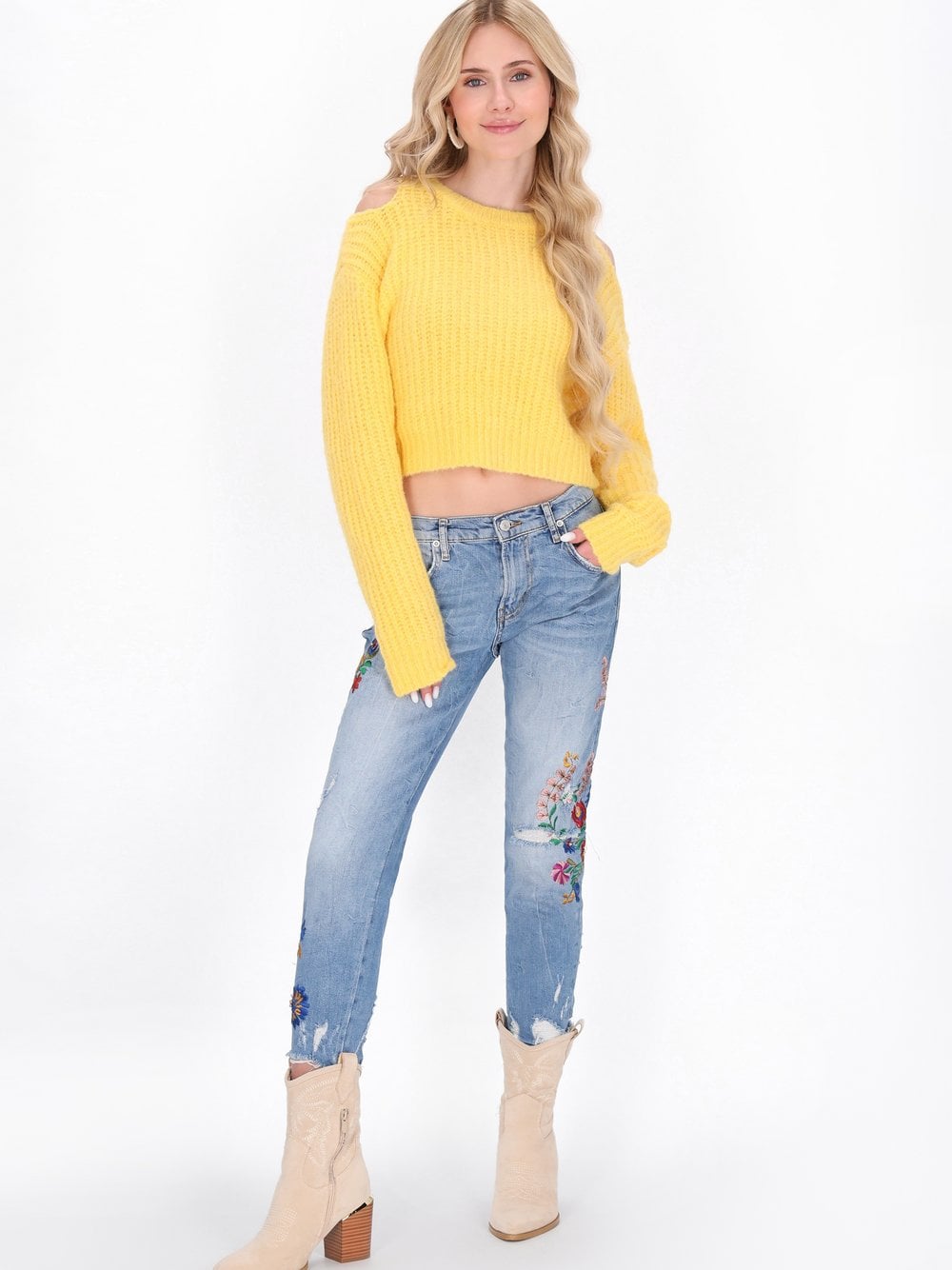 IZIA Pullover Damen gelb, XS/S