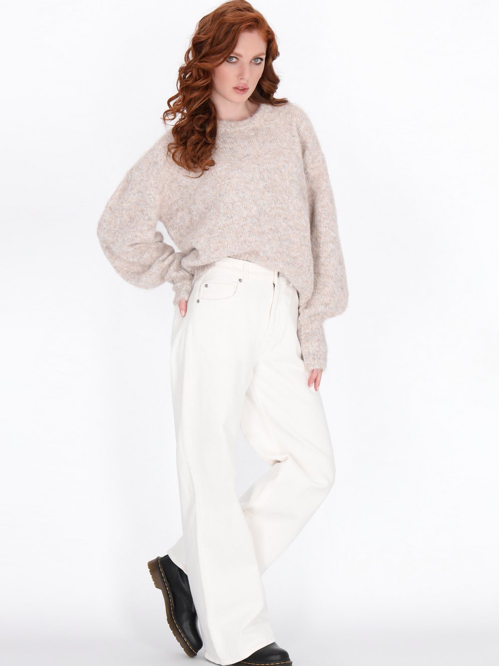 Dreimaster Pullover Damen beige meliert, XL/XXL