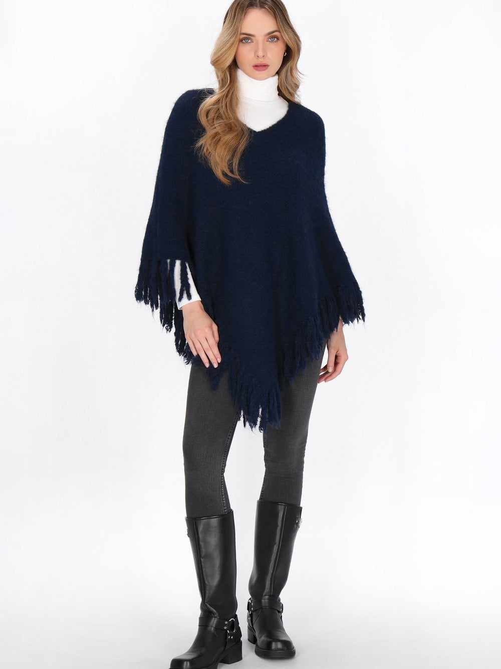 Dreimaster Poncho Damen blau, XS/S