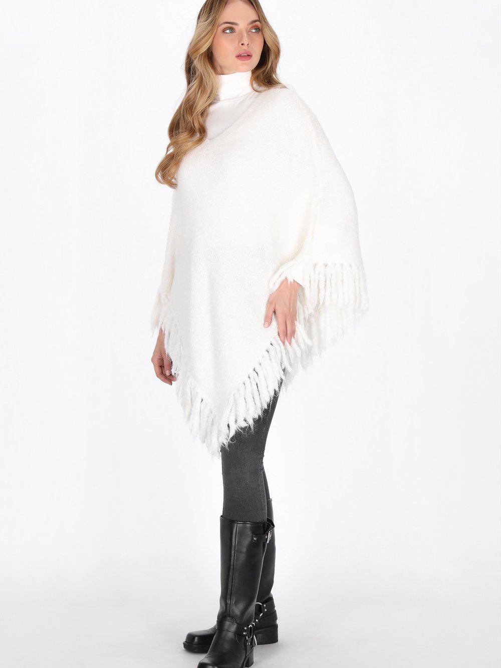 Dreimaster Poncho Damen weiß, XS/S
