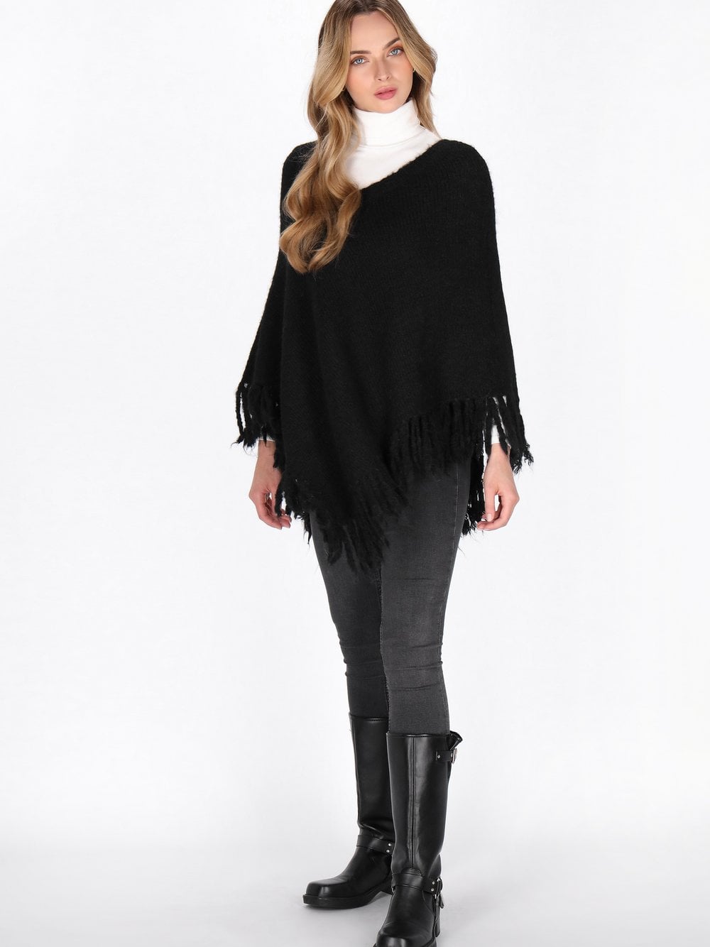 Dreimaster Poncho Damen schwarz, M/L