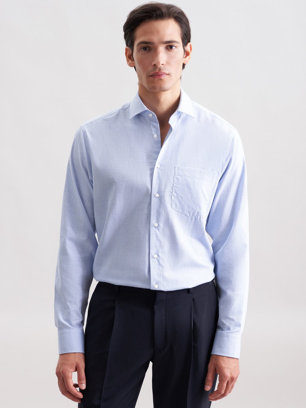 Thumbnail - Seidensticker Flanellhemd Herren Regular Fit Baumwolle blau, 40