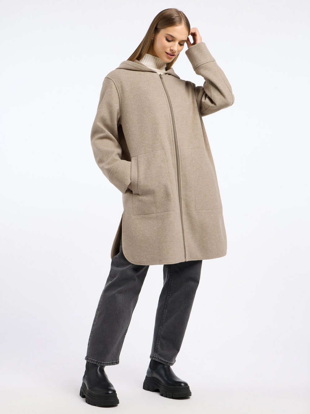 Thumbnail - Frieda & Freddies Wollmantel Damen beige, 38