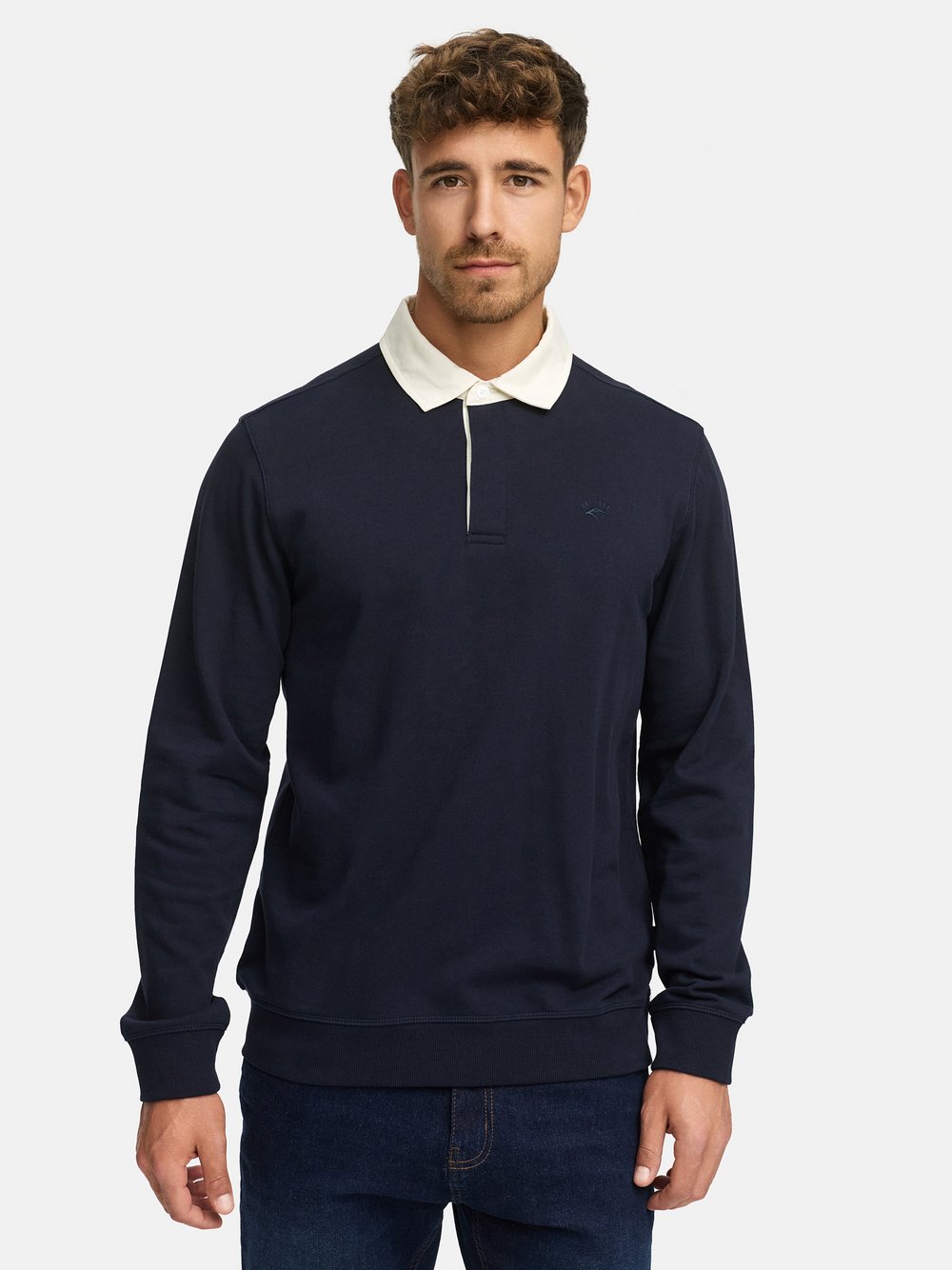 Indicode Sweatshirt Herren Baumwolle blau bedruckt, S