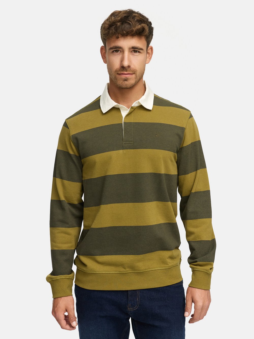 Indicode Langarmshirt Herren Baumwolle grün gestreift, XXL