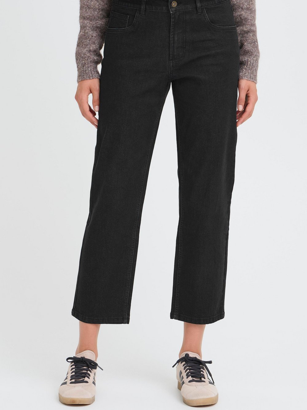 OXMO Mom-Jeans Damen Baumwolle schwarz, 32