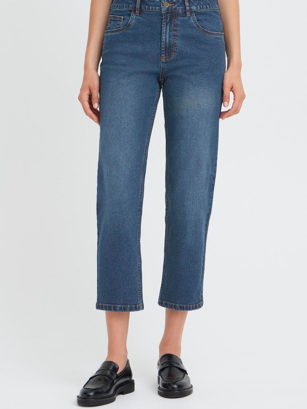 OXMO Mom-Jeans Damen Baumwolle blau, 27