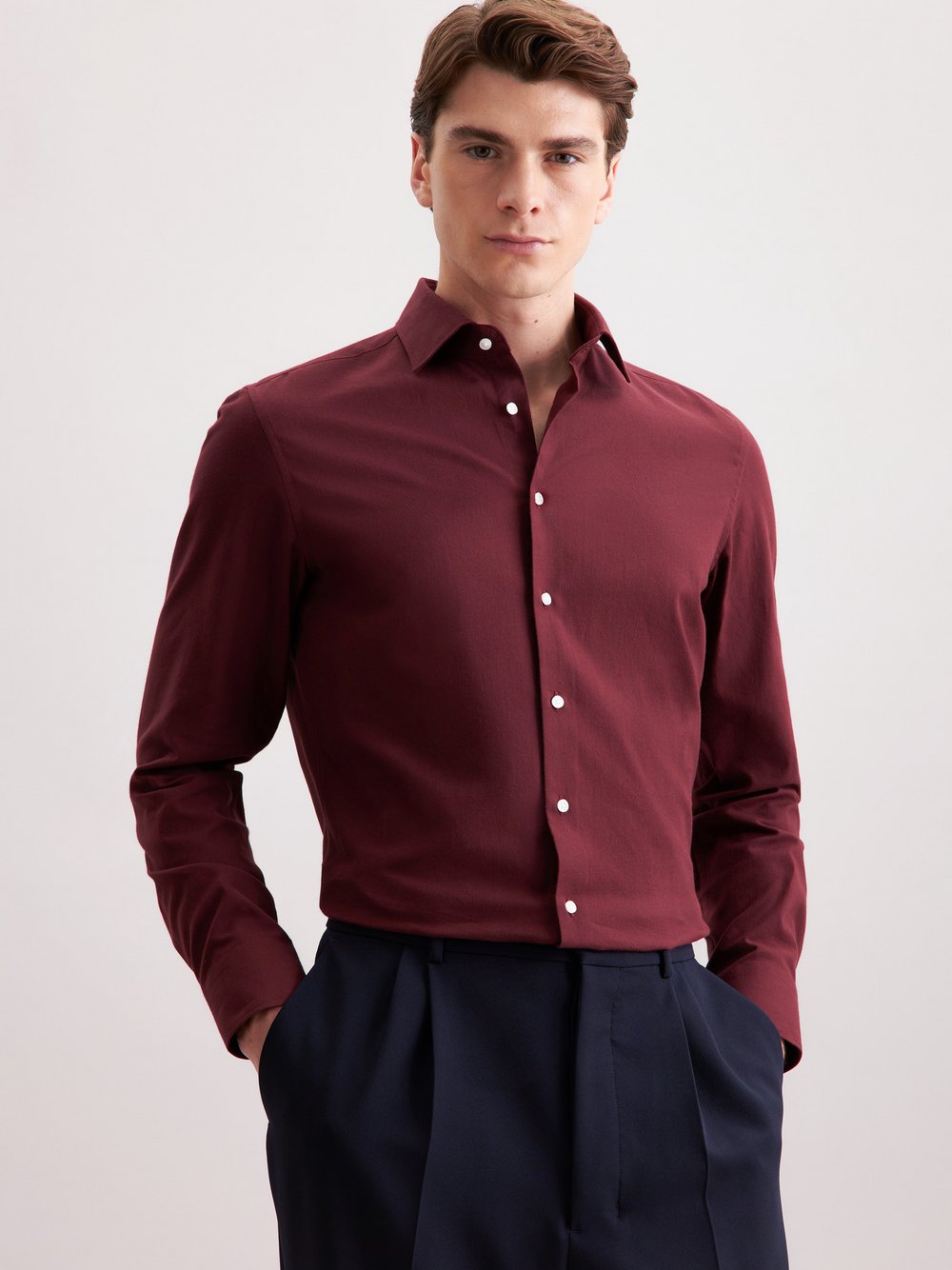 Seidensticker Flanellhemd Herren Slim Fit Baumwolle rot, 37