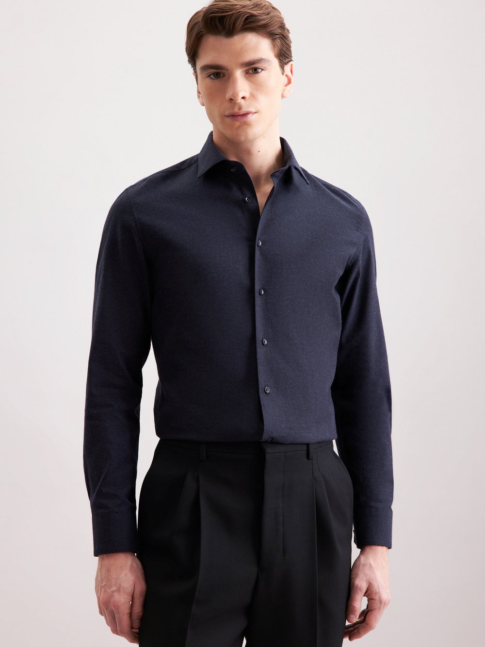 Seidensticker Flanellhemd Herren Slim Fit Baumwolle blau, 37