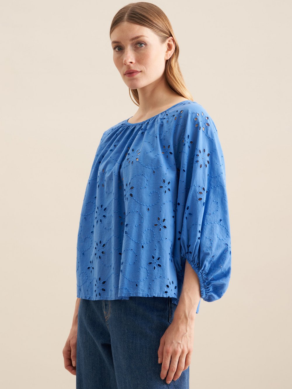 Thumbnail - Seidensticker Shirtbluse Damen Baumwolle blau gemustert, 34