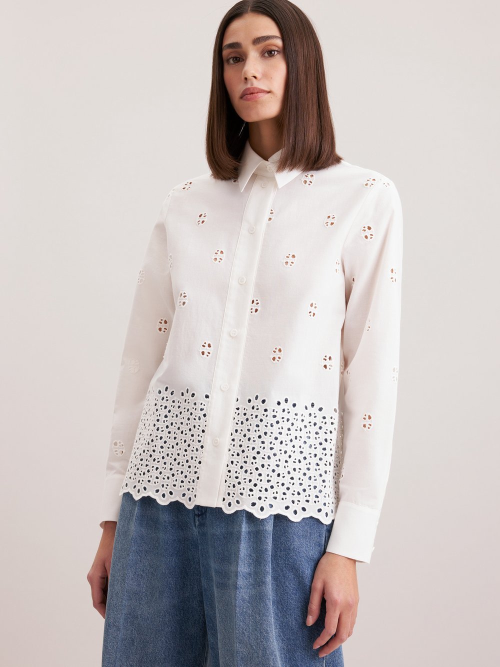 Thumbnail - Seidensticker Hemdbluse Damen Baumwolle beige gemustert, 34