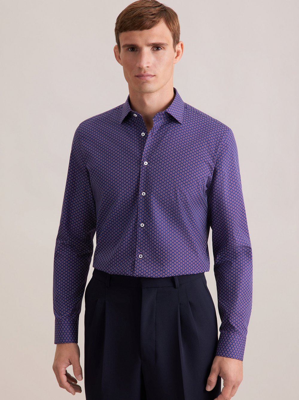 Seidensticker Business Hemd Herren Slim Fit Baumwolle lila bedruckt, 38