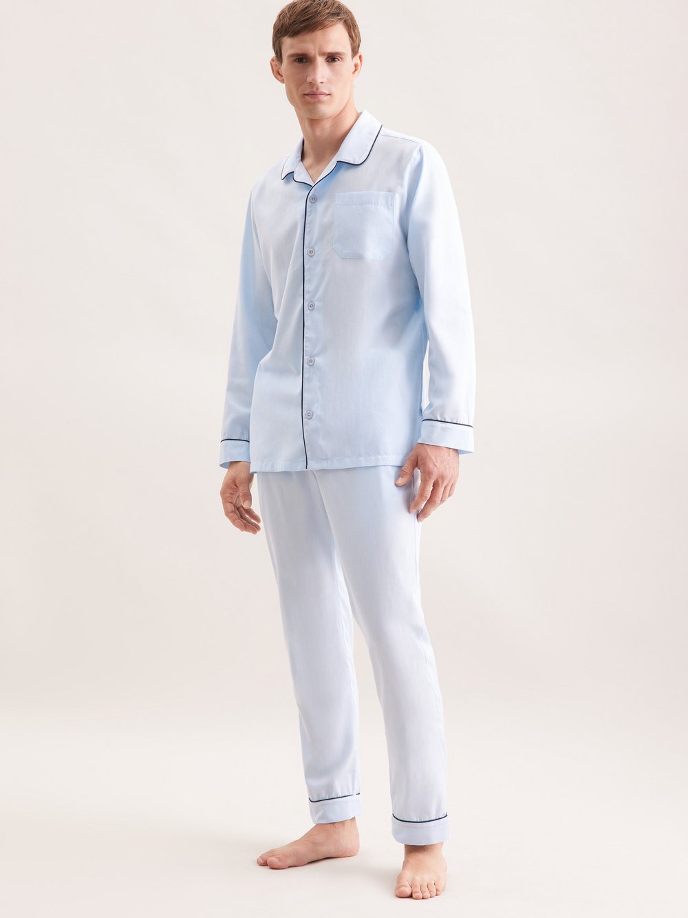 Seidensticker Pyjama Herren Baumwolle blau, 56