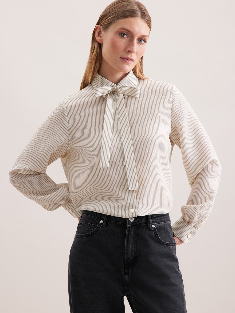 Seidensticker Hemdbluse Damen Viskose weiß gestreift, 40