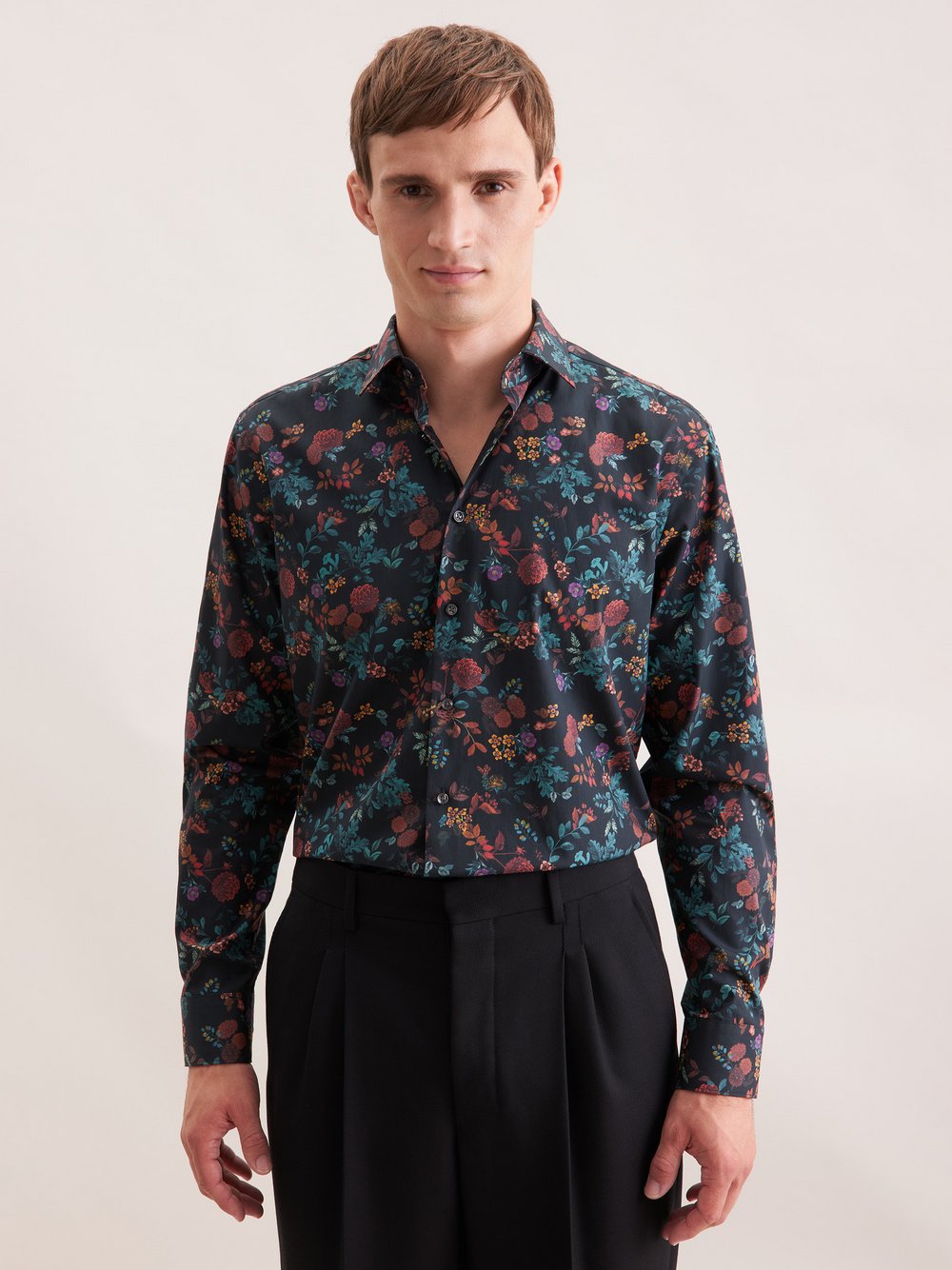 Thumbnail - Seidensticker Business Hemd Herren Regular Fit Baumwolle grau gemustert, 41