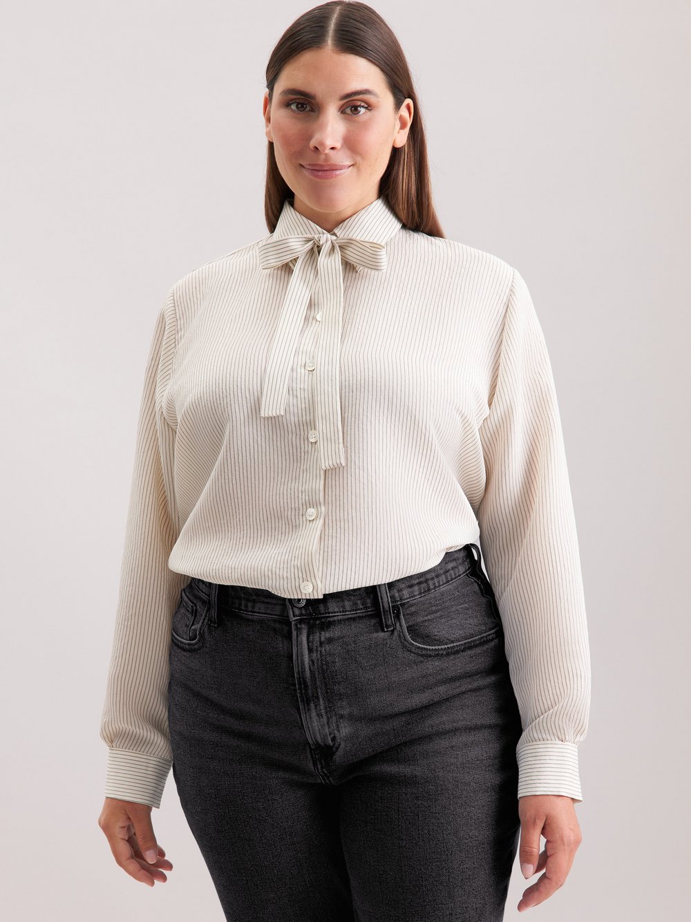 Seidensticker Hemdbluse Damen Viskose weiß gestreift, 50