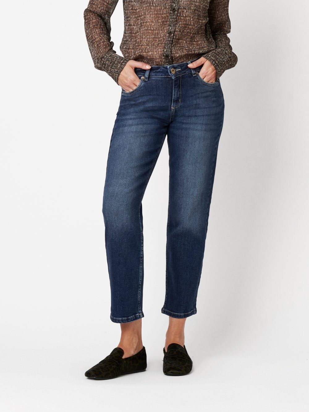 Thumbnail - TONI Jeans Damen Baumwolle blau meliert, 36
