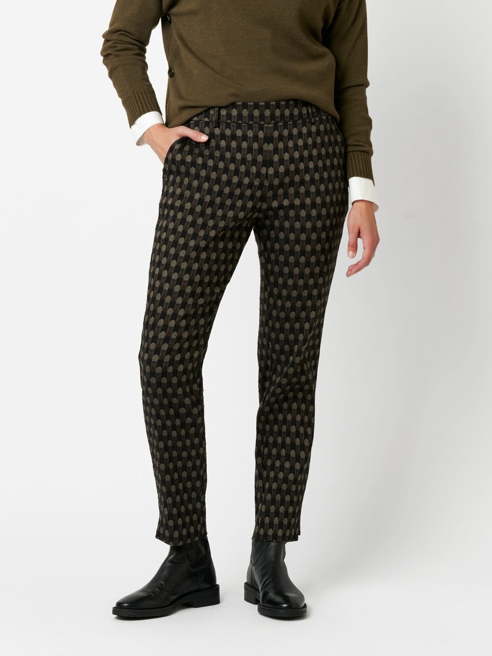 TONI Hose Damen Baumwolle schwarz gemustert, 36