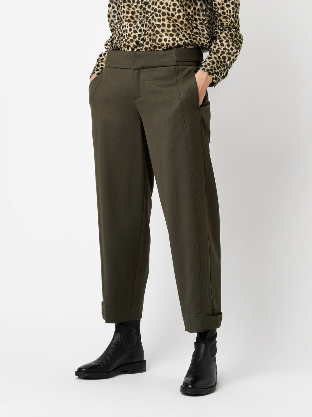 TONI Hose Damen Wolle grün gemustert, 46