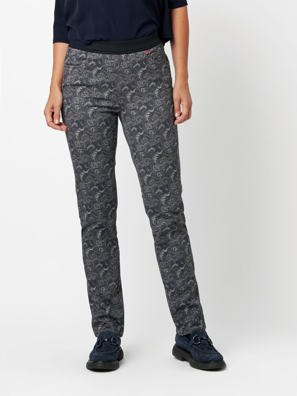 Relaxed Hose Damen Baumwolle grau gemustert, 48