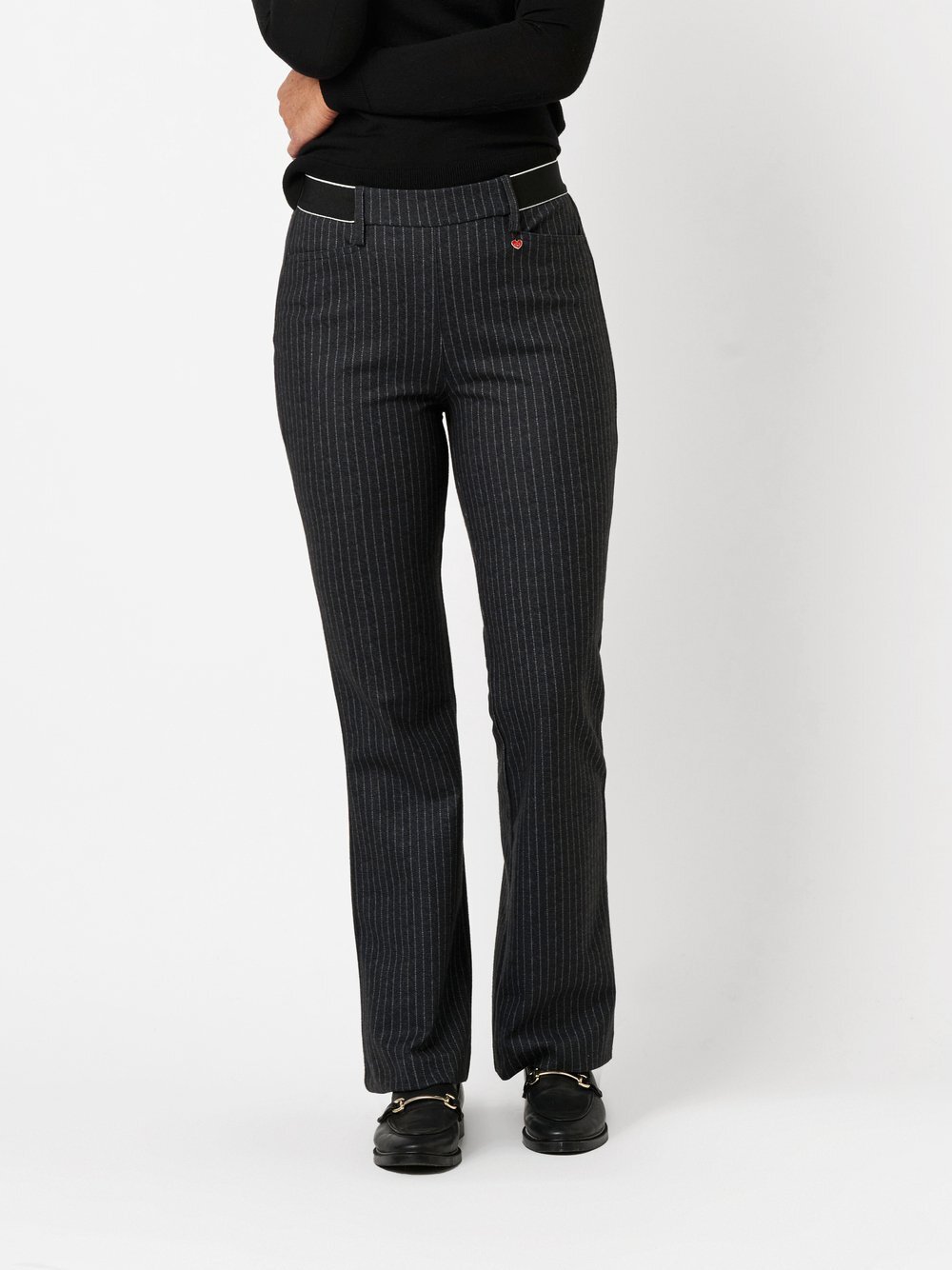 Thumbnail - Relaxed Hose Damen Viskose schwarz gestreift, 24