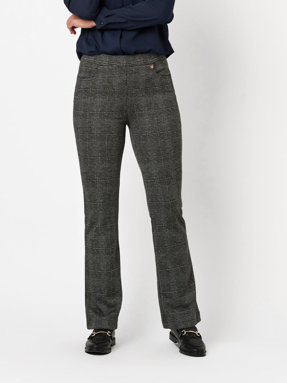 Relaxed Hose Damen Viskose schwarz kariert, 25