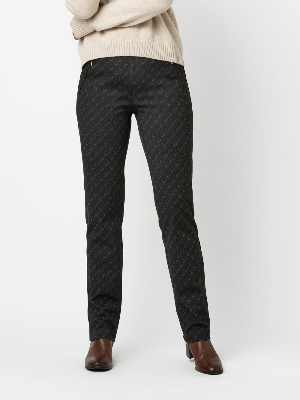 Relaxed Hose Damen Viskose braun gemustert, 18