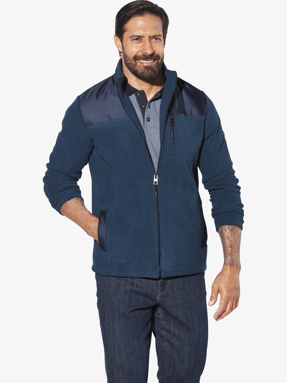 Thumbnail - Jan Vanderstorm Fleecejacke Herren blau, L