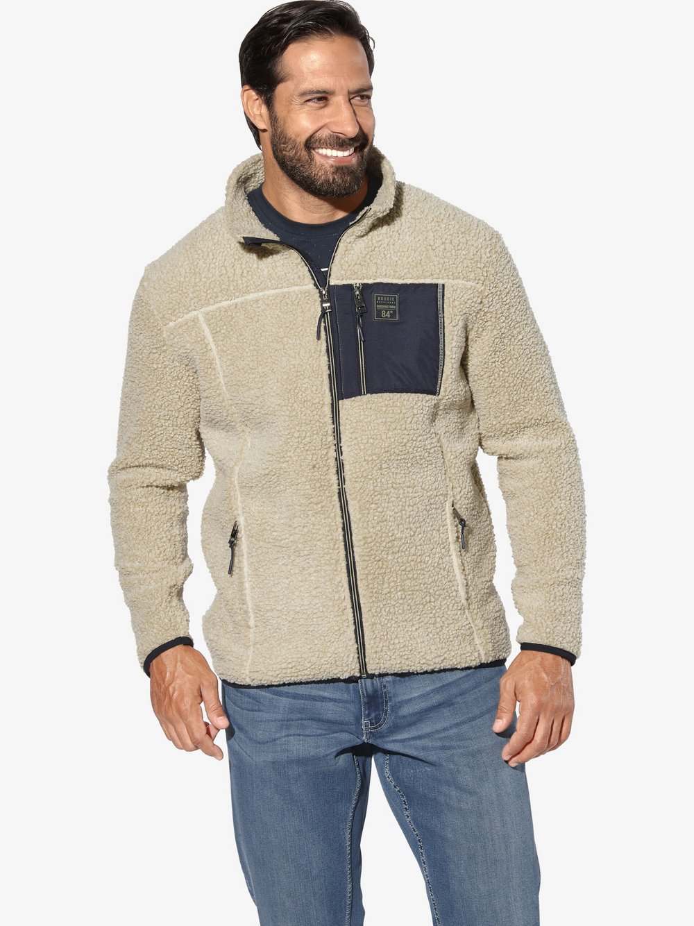 Thumbnail - Jan Vanderstorm Sweatjacke Herren beige, 5XL