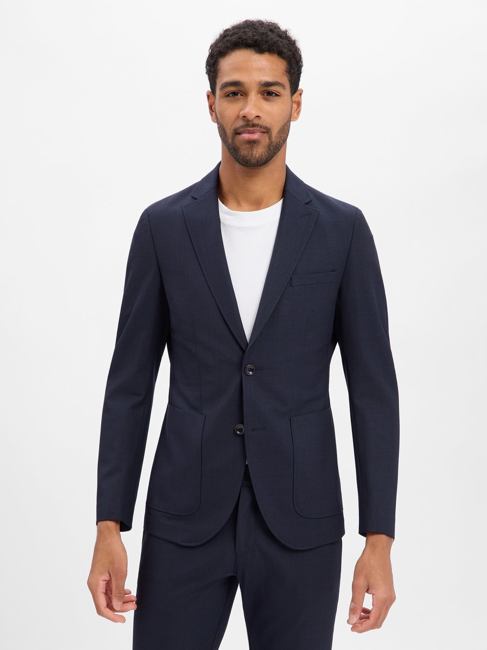 CG - CLUB of GENTS Baukasten-Sakko mit Woll-Anteil Herren Slim Fit Wolle blau, 48