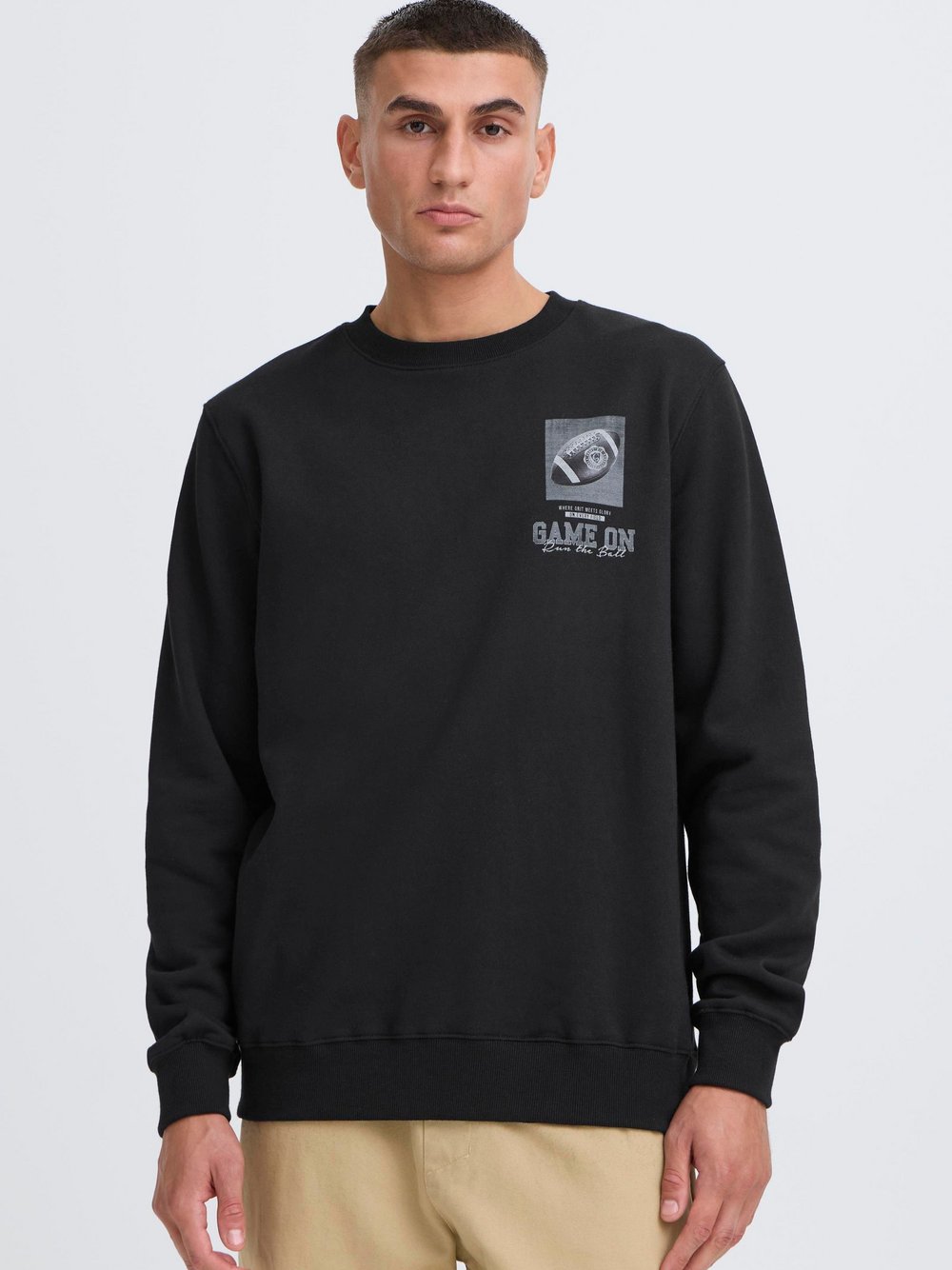 Solid Sweater Herren Baumwolle schwarz bedruckt, S