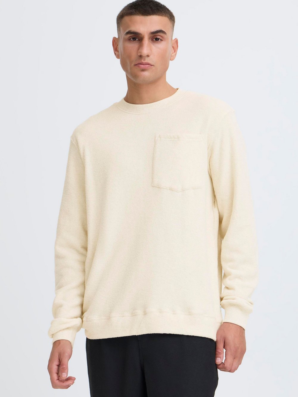 Solid Sweater Herren Baumwolle beige, XL