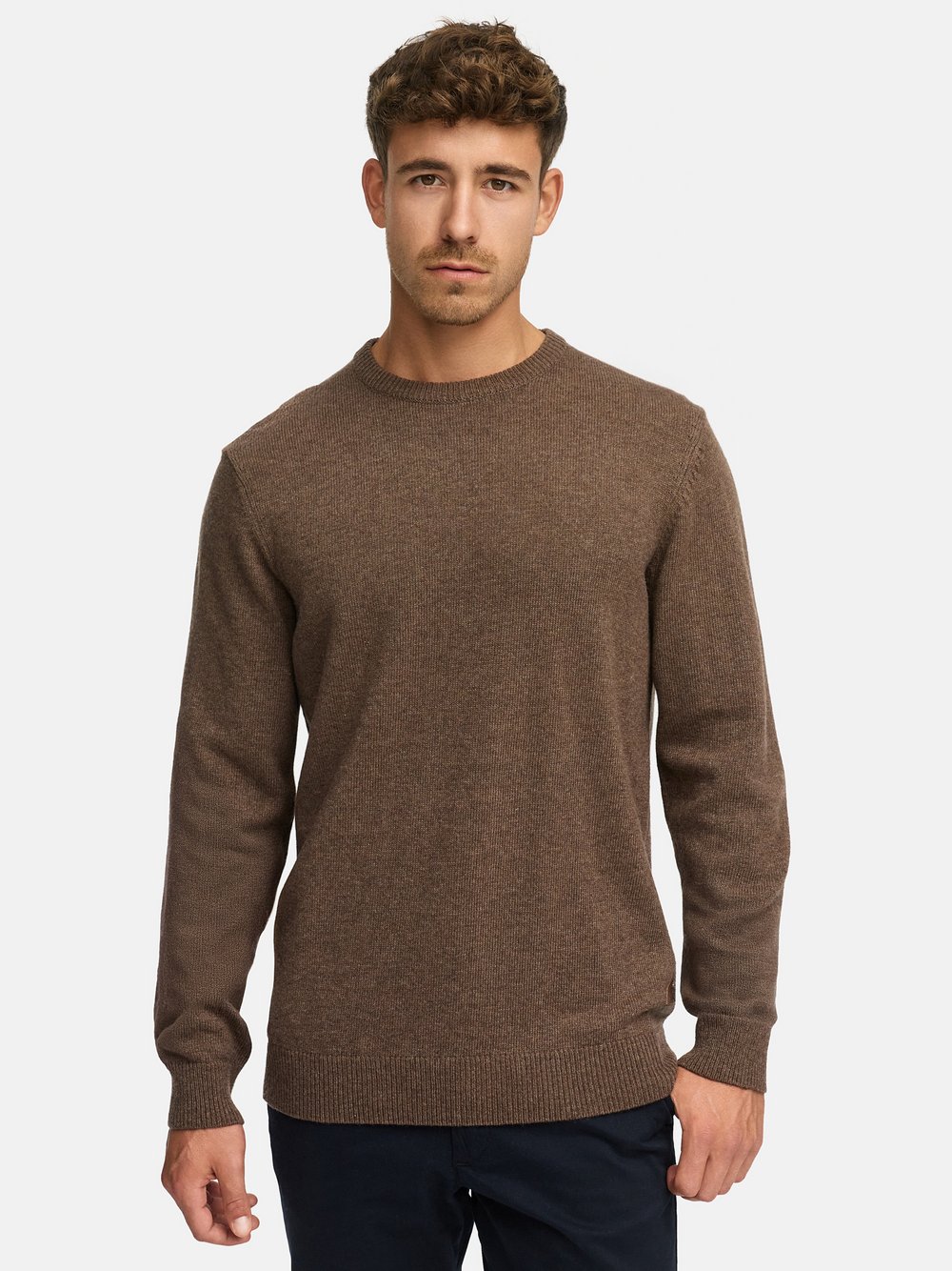 Indicode Strickpullover Herren Feinstrick braun, L