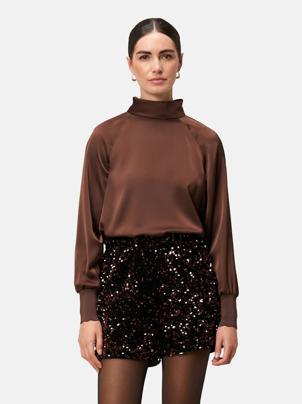 zero Satinbluse Damen braun, 40