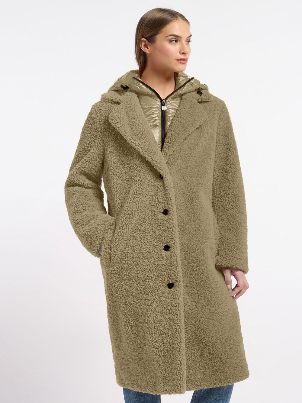 Frieda & Freddies Fellimitatmantel Damen grün gemustert, 38