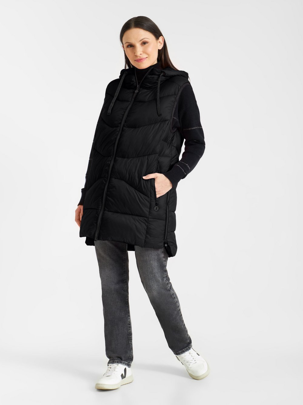 Thumbnail - Frieda & Freddies Longweste Damen schwarz, 40