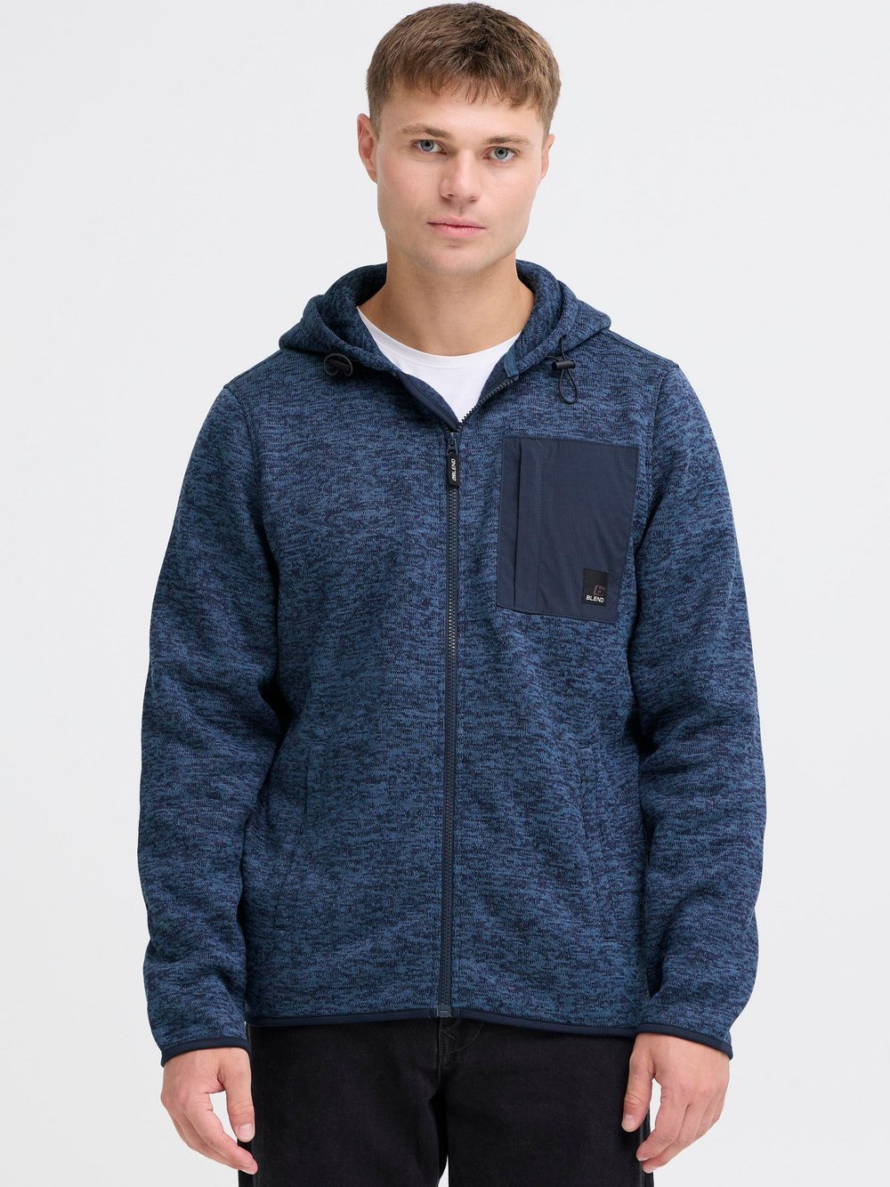 BLEND Fleecejacke Herren blau meliert, S