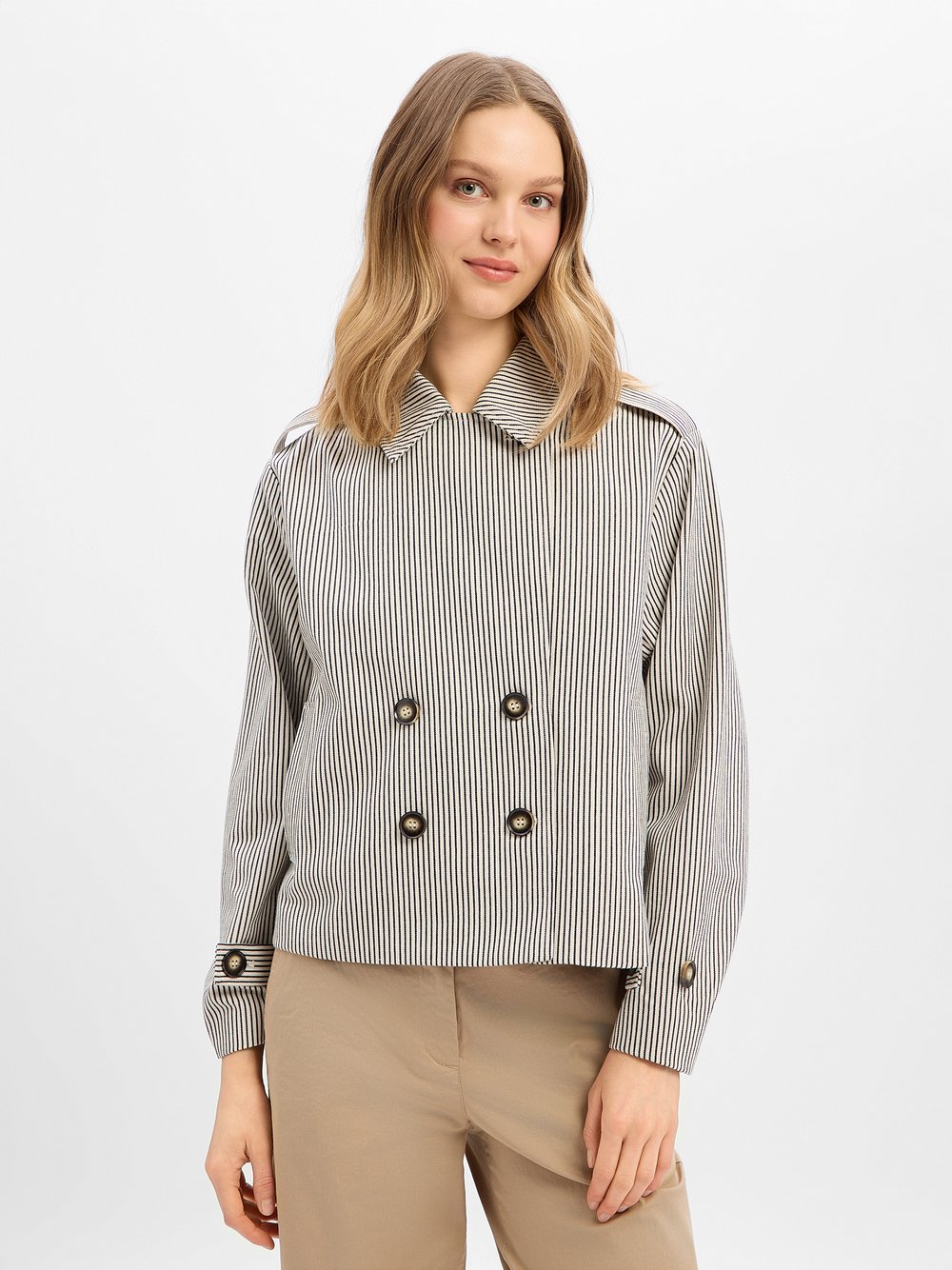 mbyM Trenchjacke Damen Baumwolle mehrfarbig gestreift, M